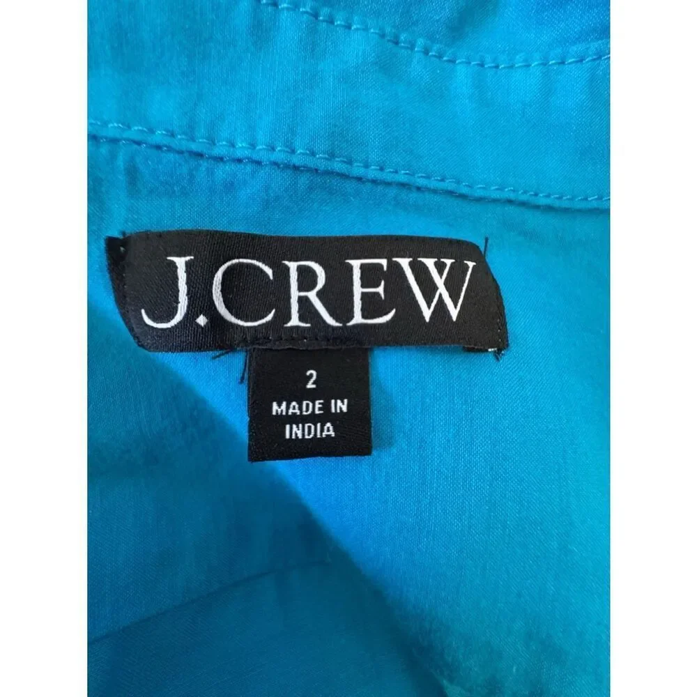 J. Crew Women's Long-Sleeve Button-Down Blue Blouse Boyfriend Cut SZ  2
